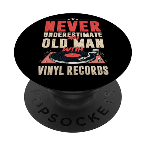 Unterschätze niemals einen alten Mann mit Schallplatten-LP-Player PopSockets Klebender PopGrip Unterschätze niemals einen alten Mann mit Schallplatten-LP-Player PopSockets Klebender PopGrip von Funny Vinyl Record Gifts for Men Women
