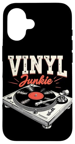 Vinyl Junkie Vintage Music Lover LP Plattenspieler Plattenspieler Hülle für iPhone 16 von Funny Vinyl Record Gifts for Men Women