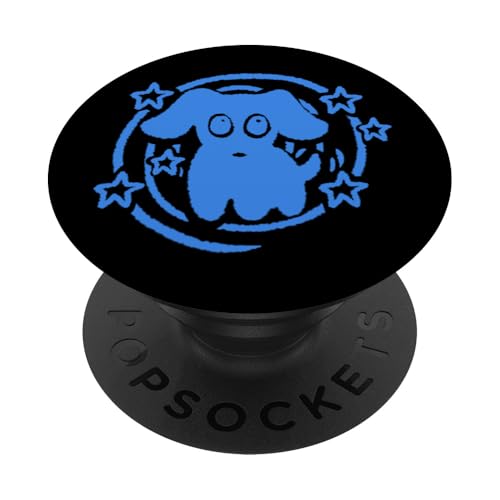 90er Jahre Y2K Happy Dog Mutt Pooch Welpe unter Sternenschwanz PopSockets Klebender PopGrip von Funny Y2K 90s Dog Puppy Pooch Mutt Art Women Men
