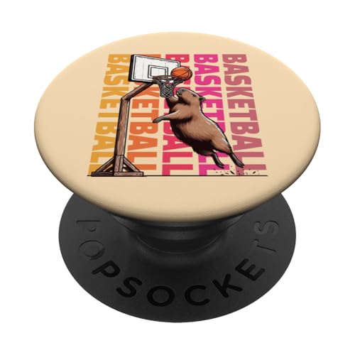 Basketball Spaß – Capybara Basketball im Freien Dunk PopSockets Klebender PopGrip Basketball Spaß – Capybara Basketball im Freien Dunk PopSockets Klebender PopGrip von Funny animal kawaii