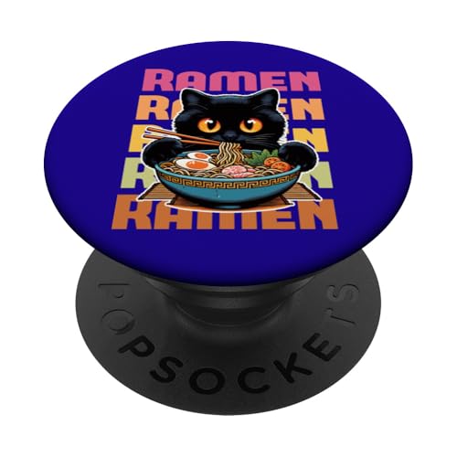 Ramen Verliebte Katze – Japanische Nudeln Tier Kawaii PopSockets Klebender PopGrip von Funny animal kawaii