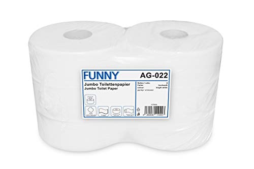 Funny Jumbo - Toilettenpapier 2 lagig hochweiß, Durchmesser circa 25 cm, 1er Pack (1 x 6 Stück) von Funny