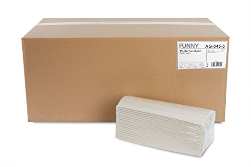 Funny Papierhandtuch, 1 -lagig, doppel-C-Falz 25 x 50 cm, natur, 2400 Blatt, 1er Pack (1 x 1 Stück) von Funny