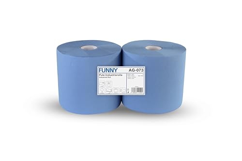 Funny Putzpapierrollen, 3 lagig, recycling blau, 26 cm, 500 Blatt, 1er Pack (1 x 2 Stück) von Funny