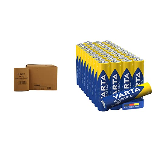 Funny Semy Bio-Papierbeutel, circa 10 l, 1er Pack, braun & VARTA Batterien AAA, Industrial Pro, Alkaline Batterie, 1,5V, Vorratspack in umweltschonender Verpackung (40 Stück) von Funny