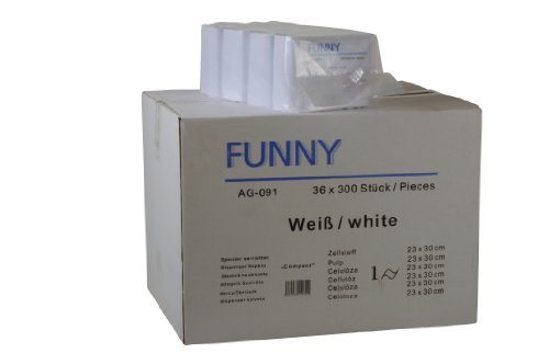 Funny Spenderserviette Compact, 1 lagig hochweiß 23 x 30 cm, 36er Pack (36 x 300 Stück) von Funny
