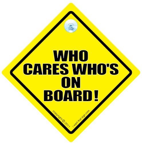 Who Cares Who's On Board, Who Cares Whos On Board'Auto-Aufkleber Baby On Board, Sticker, Vinyl, Schild, englischer Aufschrift, Road Sign von Funny