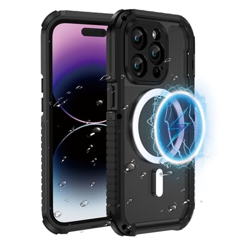 FW Schutzhülle für iPhone 15 Pro Max, kompatibel mit magnetischem MagSafe, iPhone 15 Pro Max, Aluminium-Metallrahmen, transparent, hart, robust, Fallschutz mit Displayschutzfolie (schwarz) FW Schutzhülle für iPhone 15 Pro Max, kompatibel mit magnetischem MagSafe, iPhone 15 Pro Max, Aluminium-Metallrahmen, transparent, hart, robust, Fallschutz mit Displayschutzfolie (schwarz) von FunnyWin
