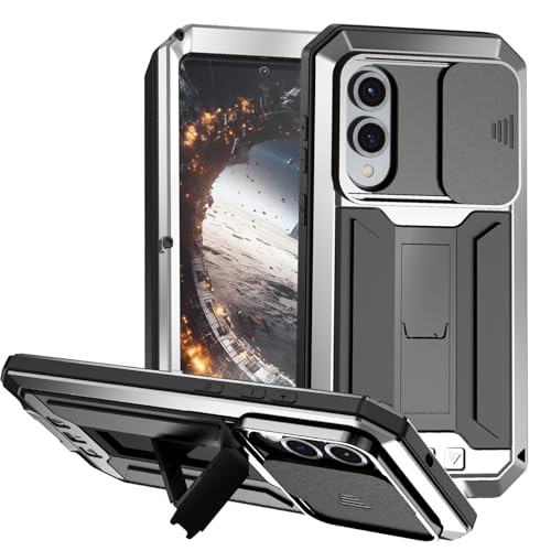 Kompatibel mit Samsung Galaxy S25 Edge, Metallhülle mit Schiebe-Kamera-Abdeckung, eingebauter Displayschutz, Ganzkörper-Hybrid-Ständer, Militär, robuste Aluminium-Silikonhülle für Herren, Bauweise Kompatibel mit Samsung Galaxy S25 Edge, Metallhülle mit Schiebe-Kamera-Abdeckung, eingebauter Displayschutz, Ganzkörper-Hybrid-Ständer, Militär, robuste Aluminium-Silikonhülle für Herren, Bauweise von FunnyWin