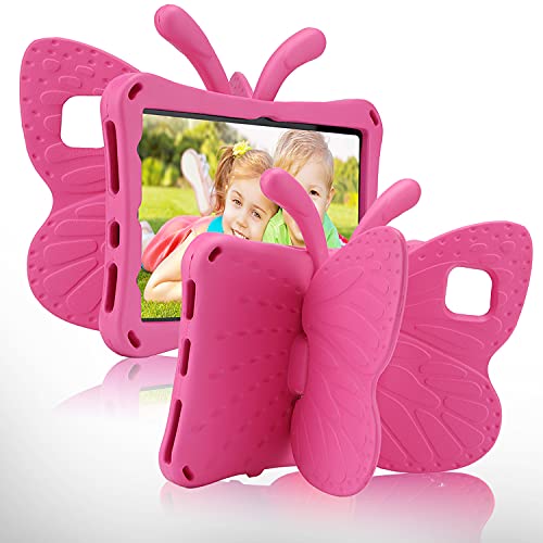 iPad 10.2 Tablet Case Kids,iPad 10.2 7 8 9 Butterfly Case with Kickstand Light Eva Full Boby Drop Protective Rugged Shockproof Kid-Proof iPad 10.2 7 8 9 Kid Tablet Case for Girl Kid Gift (Rose) von FunnyWin