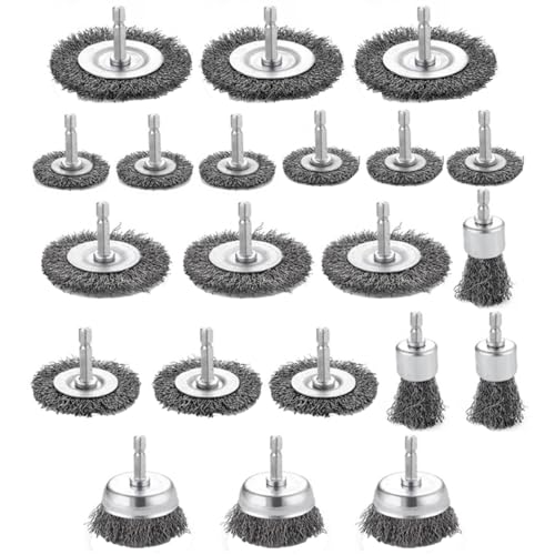 21 Stück Drahtbürste Bohrmaschine Winkelschleifer Set, Drahtbürsten Akkuschrauber Schleifbürste, Dratbürstenaufsatz Bohrmaschine, mit Sechskantstange, für Bohrmaschine, Korrosion, Entgraten 21 Stück Drahtbürste Bohrmaschine Winkelschleifer Set, Drahtbürsten Akkuschrauber Schleifbürste, Dratbürstenaufsatz Bohrmaschine, mit Sechskantstange, für Bohrmaschine, Korrosion, Entgraten von Funnytek