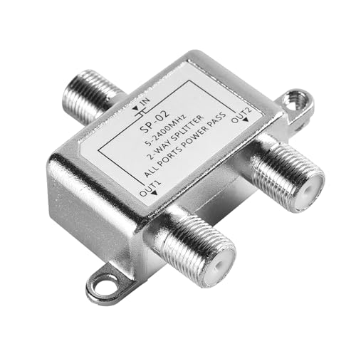 SAT/BK Splitter, 5-2400 MHz 2-Fach Splitter (2-Wege) Satelliten-Verteiler für TV & Radio, HDTV/UHD 4K, DVB-S/S2, DVB-T/T2, DVB-C/C2, SAT Splitter 2 Ausgänge von Funnytek
