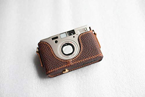 Handgefertigt aus echtem echtem Leder halb Kamera Tasche Tasche für Contax T3 Dunkelbraun von Funper