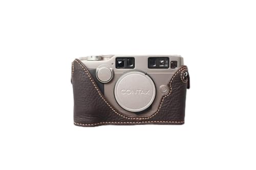 Handgefertigt aus echtem echtem Leder halbe Kamera Tasche Cover für Contax G2 Dunkelbraun (Keine Daten zurück) von Funper
