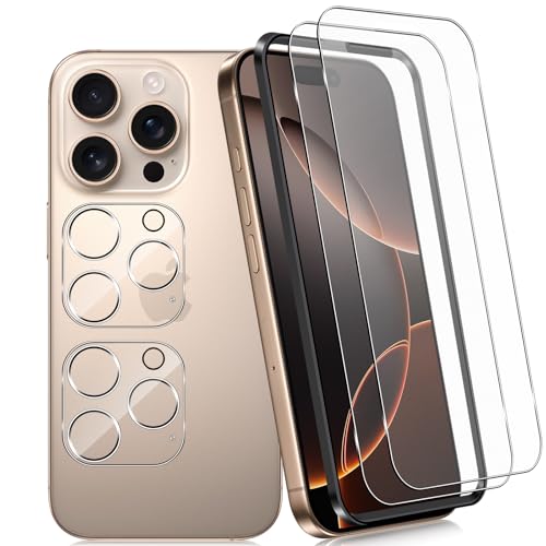 Funrae Full Screen Matt Schutzfolie für iPhone 16 Pro für Panzerglas und Kameraschutz [2+2 Stück], Anti-Fingerabdruck, Blendschutz, 9H Härte Matte Panzer Schutz Glas Displayschutz von Funrae