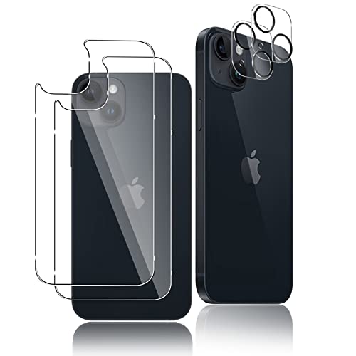 Funrae Rückseite Schutzfolie für iPhone 14 Plus für Panzerglas Rückseite + Kameraschutz [2+2 Stück], 9H Härte Zurück Hinten Film HD Transparent Anti-Kratzen Displayschutzfolie Back Klar Kamera Folie von Funrae