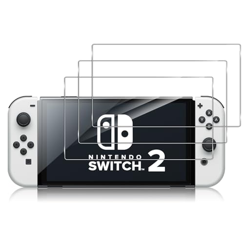 Funrae Schutzfolie kompatibel mit Nintendo Switch 2 für Panzerglas, [3 Stück] 9H Härte Displayschutzfolie, 0.33mm Ultra-Klar Folie, Anti-Kratzen Schutzglas, Anti-Bläschen Folie - Transparent von Funrae