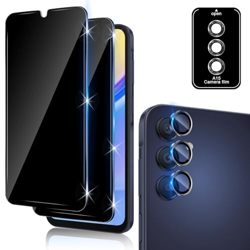 Funrae Sichtschutz Schutzfolie für Samsung Galaxy A15 5G für Panzerglas, 2 Stück 9H Härte 0.33MM Sichtschutzfolie und 1 Stück Ultra-Klar Kameraschutz, Anti-Spy Folie Privacy Schutzglas Funrae Sichtschutz Schutzfolie für Samsung Galaxy A15 5G für Panzerglas, 2 Stück 9H Härte 0.33MM Sichtschutzfolie und 1 Stück Ultra-Klar Kameraschutz, Anti-Spy Folie Privacy Schutzglas von Funrae