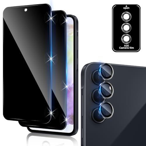Funrae Sichtschutz Schutzfolie für Samsung Galaxy A35 5G für Panzerglas, 2 Stück 9H Härte 0.33MM Sichtschutzfolie und 1 Stück Ultra-Klar Kameraschutz, Anti-Spy Folie Privacy Schutzglas Funrae Sichtschutz Schutzfolie für Samsung Galaxy A35 5G für Panzerglas, 2 Stück 9H Härte 0.33MM Sichtschutzfolie und 1 Stück Ultra-Klar Kameraschutz, Anti-Spy Folie Privacy Schutzglas von Funrae