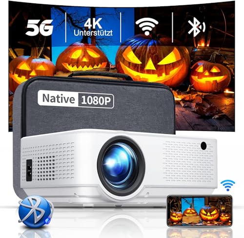 5G WiFi Bluetooth Beamer Full HD, 9500 Lumen Native 1080P Beamer 4K Heimkino Video Beamer 300 '' Display, Mini Beamer Kompatibel mit Smartphone iOS/Android/Fire Stick/HDMI/USB/PS5 Projektor 5G WiFi Bluetooth Beamer Full HD, 9500 Lumen Native 1080P Beamer 4K Heimkino Video Beamer 300 '' Display, Mini Beamer Kompatibel mit Smartphone iOS/Android/Fire Stick/HDMI/USB/PS5 Projektor von Funthy