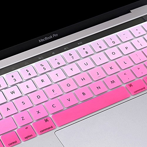 YMIX MacBook Tastatur Cover für Touch Bar Modelle 2017 & 2016 Release MacBook Pro 13 (A1706) & MacBook Pro 15 (A1707) mit Touch ID Staub Proof Silikon Tastatur Haut -, 01 Fade Pink von Funut