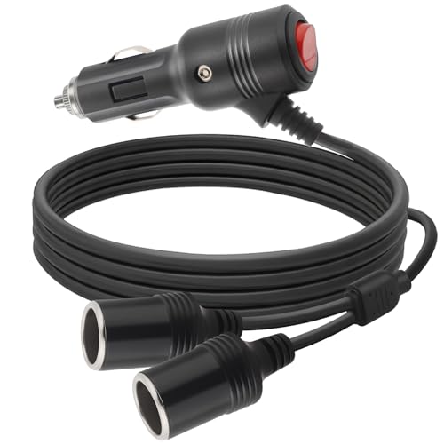 Auto Zigarettenanzünder Verteiler, 12V Stecker und Buchse Verlängerungskabel mit Schalter, 1 bis 2 KFZ Zigarettenanzünder Steckdose für 12V/24V Wohnwagen, Autos, LKWs von Funyord