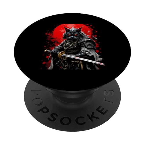 Furchtloser Krieger Samurai Katze PopSockets Klebender PopGrip von Furchtloser Krieger Samurai Katze Designs