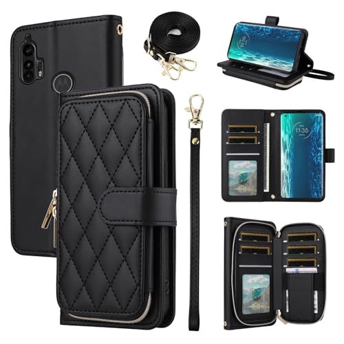 Furiet Argyle-Schutzhülle für Moto Edge Plus 2020, mit Handschlaufe, Schultergurt, Kartenfächern, Reißverschluss, luxuriöses PU-Leder, Ständer, Handyhülle für Motorola Edge+ + XT2061, für Damen und Furiet Argyle-Schutzhülle für Moto Edge Plus 2020, mit Handschlaufe, Schultergurt, Kartenfächern, Reißverschluss, luxuriöses PU-Leder, Ständer, Handyhülle für Motorola Edge+ + XT2061, für Damen und von Furiet