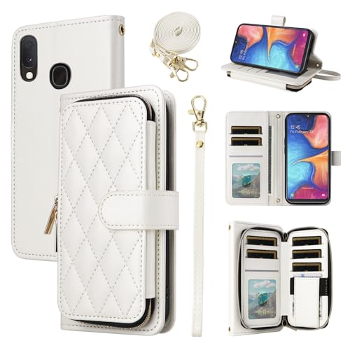 Furiet Argyle-Schutzhülle für Samsung Galaxy A20e, mit Handschlaufe, Schultergurt, 9+ Kartenfächer, Reißverschluss, luxuriöses PU-Leder, Ständer, kariert, Handyhülle für A 20e 20ae Damen und Mädchen Furiet Argyle-Schutzhülle für Samsung Galaxy A20e, mit Handschlaufe, Schultergurt, 9+ Kartenfächer, Reißverschluss, luxuriöses PU-Leder, Ständer, kariert, Handyhülle für A 20e 20ae Damen und Mädchen von Furiet