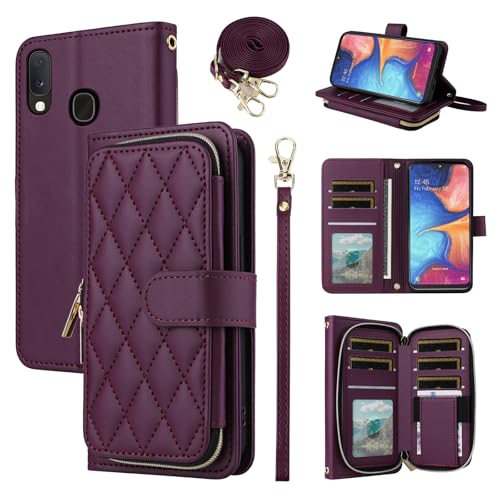 Furiet Argyle-Schutzhülle für Samsung Galaxy A20e mit Handgelenkschlaufe, Schultergurt, 9+ Kartenfächer, Reißverschluss, luxuriöses PU-Leder, Ständer, kariert, Handyhülle für A 20e 20ae Damen und Furiet Argyle-Schutzhülle für Samsung Galaxy A20e mit Handgelenkschlaufe, Schultergurt, 9+ Kartenfächer, Reißverschluss, luxuriöses PU-Leder, Ständer, kariert, Handyhülle für A 20e 20ae Damen und von Furiet