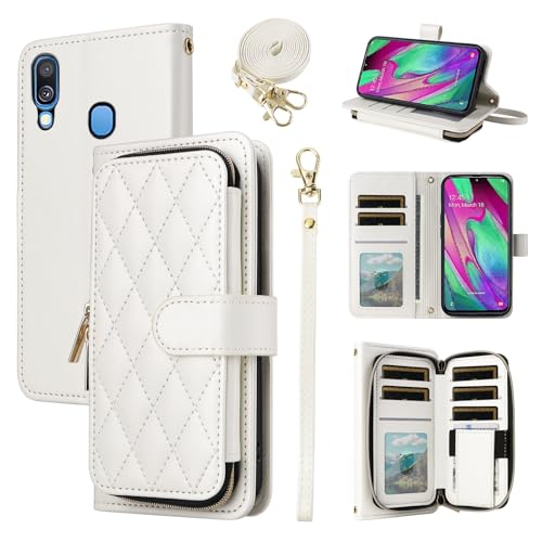 Furiet Argyle Schutzhülle für Samsung Galaxy A40 mit Handschlaufe, Schultergurt, 9+ Kartenfächer, Reißverschluss, luxuriöses PU-Leder, Ständer, karierte Handyhülle für A 40 / 40A Damen und Mädchen Furiet Argyle Schutzhülle für Samsung Galaxy A40 mit Handschlaufe, Schultergurt, 9+ Kartenfächer, Reißverschluss, luxuriöses PU-Leder, Ständer, karierte Handyhülle für A 40 / 40A Damen und Mädchen von Furiet