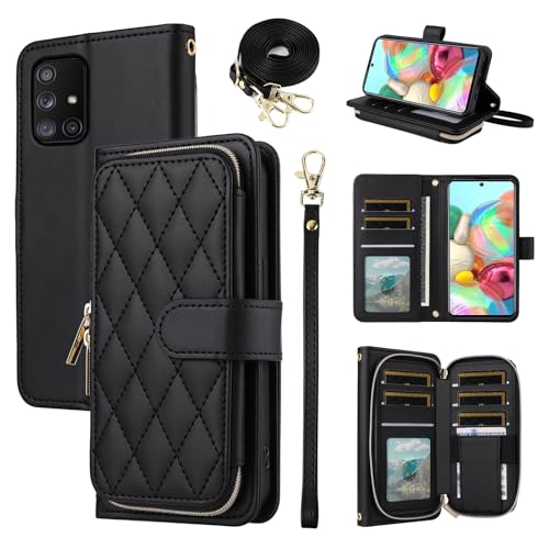 Furiet Argyle Schutzhülle für Samsung Galaxy A51 5G/A 51 5G UW Verizon mit Handschlaufe, Schultergurt, Kartenfächern, Reißverschluss, Geldbörse, Ständer, karierte Handyhülle für 51A G5 S51, Damen und von Furiet