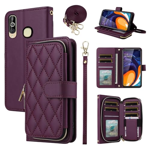 Furiet Argyle Schutzhülle für Samsung Galaxy A60 M40 mit Handschlaufe, Schultergurt, Kartenfächern, Reißverschluss, luxuriöses PU-Leder, Ständer, kariert, Handyhülle für Damen und Mädchen Furiet Argyle Schutzhülle für Samsung Galaxy A60 M40 mit Handschlaufe, Schultergurt, Kartenfächern, Reißverschluss, luxuriöses PU-Leder, Ständer, kariert, Handyhülle für Damen und Mädchen von Furiet