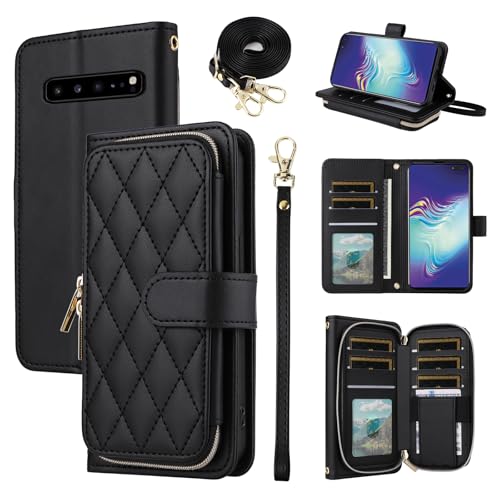 Furiet Argyle Schutzhülle für Samsung Galaxy S10 5G mit Handschlaufe, Schultergurt, 9 Kartenfächer, Reißverschluss, luxuriöses PU-Leder, Ständer, karierte Handyhülle für S105G, S 10 G5, Damen, Mädchen Furiet Argyle Schutzhülle für Samsung Galaxy S10 5G mit Handschlaufe, Schultergurt, 9 Kartenfächer, Reißverschluss, luxuriöses PU-Leder, Ständer, karierte Handyhülle für S105G, S 10 G5, Damen, Mädchen von Furiet