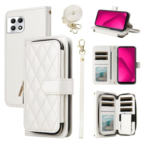 Furiet Argyle-Schutzhülle für T-Mobile Revvl 7 5G mit Handschlaufe, Schultergurt, Kartenfächern, Reißverschluss, Geldbörse, Ständer, Handyhülle für Tmobile Revvl7 T Mobile Revel Tmo Revell Rebel von Furiet