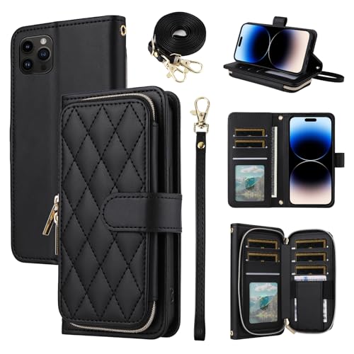 Furiet Argyle Schutzhülle für iPhone 12 Pro Max 6.7 mit Handschlaufe, Schultergurt, Kartenfächern, Reißverschluss, Geldbörse, Ständer, Handyhülle für iPhone 12promax 5G i 12s Plus iPhone12 12pro von Furiet