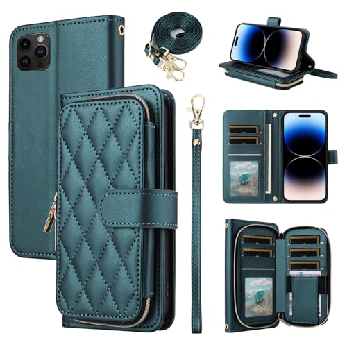 Furiet Argyle Schutzhülle für iPhone 12 Pro Max 6.7 mit Handschlaufe, Schultergurt, Kartenfächern, Reißverschluss, Geldbörse, Ständer, Handyhülle für iPhone 12promax 5G i 12s Plus iPhone12 12pro von Furiet