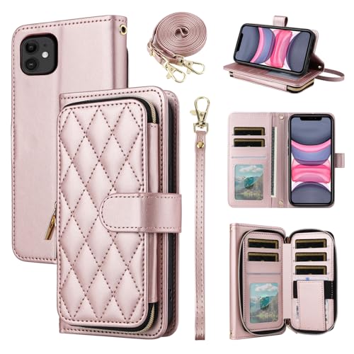 Furiet Argyle Schutzhülle für iPhone 12 Pro iPhone 12 6.1 mit Handgelenkschlaufe, Schultergurt, 9+ Kartenfächer, Reißverschluss, Geldbörse, Ständer, karierte Handyhülle für iPhone 12pro 5G i 12s 12pro von Furiet
