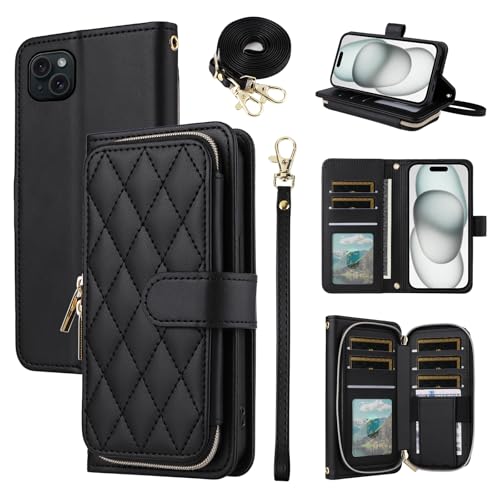 Furiet Argyle Schutzhülle für iPhone 14, 15,5 cm (6,1 Zoll), mit Handschlaufe, Schultergurt, Kartenfächern, Reißverschluss, Geldbörse, Ständer, karierte Handyhülle, für iPhone 14 / 5G / iPhone i14 von Furiet