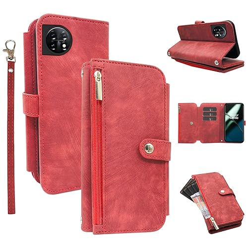 Furiet Kompatibel mit OnePlus 11 5G Wallet Case Leder Flip Kartenhalter Cell Folio Geldbörse Lanyard Handschlaufe Rugged Slot Handyhülle für One Plus11 1 Plus 1plus11 One+ 1+ Damen Herren Rot Furiet Kompatibel mit OnePlus 11 5G Wallet Case Leder Flip Kartenhalter Cell Folio Geldbörse Lanyard Handschlaufe Rugged Slot Handyhülle für One Plus11 1 Plus 1plus11 One+ 1+ Damen Herren Rot von Furiet