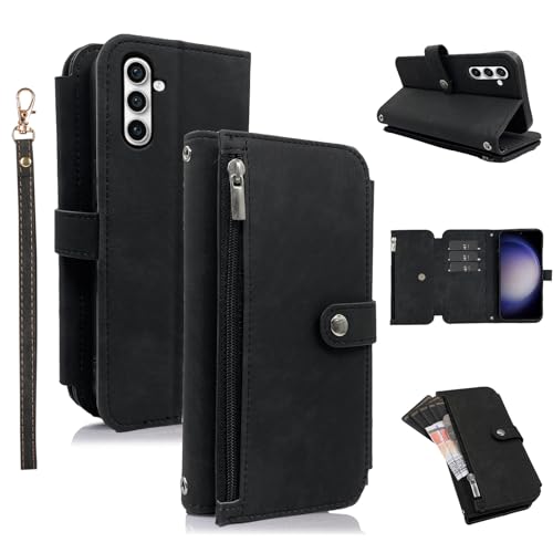 Furiet Kompatibel mit Samsung Galaxy A05s/A05, Brieftaschen-Schutzhülle mit Umhängeband, Handschlaufe, 9 Kartenfächer, Retro-Leder-Klapphülle mit Kreditkartenhalter, Ständer, Handyhülle für Ao5s, Ao5, von Furiet