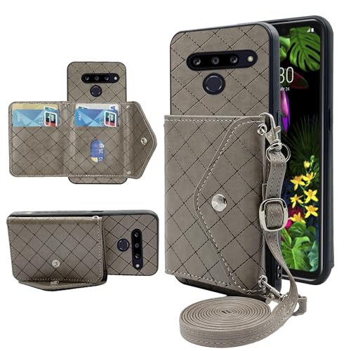 Furiet Schutzhülle für LG G8S ThinQ mit Schultergurt, Ständer, Leder, Kreditkartenfach, Schlüsselband, Handyhülle, für LG8S G8Sthinq LGG8Sthinq 8S, Damen, Grau Furiet Schutzhülle für LG G8S ThinQ mit Schultergurt, Ständer, Leder, Kreditkartenfach, Schlüsselband, Handyhülle, für LG8S G8Sthinq LGG8Sthinq 8S, Damen, Grau von Furiet