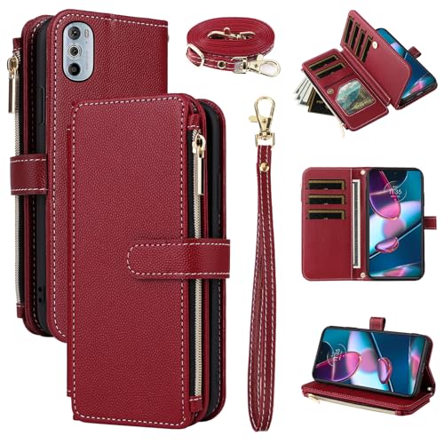 Furiet Schutzhülle für Motorola Edge+ Plus 2022/Edge X30/30 Pro mit Handschlaufe, Schultergurt 10+ Kartenhalter, luxuriöses PU-Leder, Flip-Ständer, Reißverschluss, Geldbörse, Handyhülle für Moto Edge Furiet Schutzhülle für Motorola Edge+ Plus 2022/Edge X30/30 Pro mit Handschlaufe, Schultergurt 10+ Kartenhalter, luxuriöses PU-Leder, Flip-Ständer, Reißverschluss, Geldbörse, Handyhülle für Moto Edge von Furiet