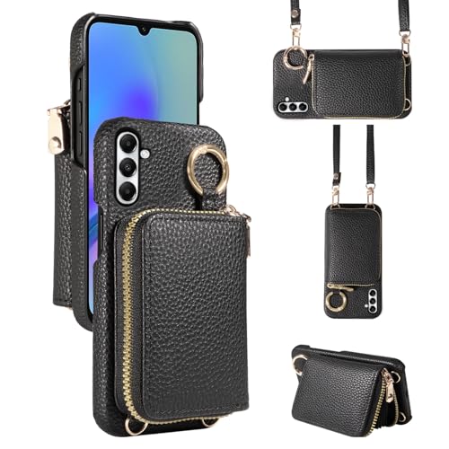 Furiet Schutzhülle für Samsung Galaxy A05s/A05, mit Schultergurt, Ringschnalle, luxuriöses PU-Leder, Reißverschluss, Standfunktion, Handyhülle, für Ao5s, Ao5, A, 05s, 05, Schwarz Furiet Schutzhülle für Samsung Galaxy A05s/A05, mit Schultergurt, Ringschnalle, luxuriöses PU-Leder, Reißverschluss, Standfunktion, Handyhülle, für Ao5s, Ao5, A, 05s, 05, Schwarz von Furiet