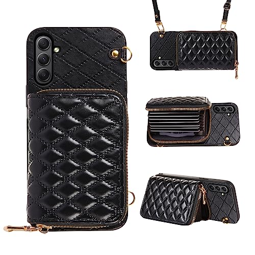 Furiet Schutzhülle für Samsung Galaxy A25 5G, mit Reißverschluss, Schulterriemen, Klappetui, Kartenschlitz, luxuriöses PU-Leder, Kartenhalter, Ständer, Handyhülle für A 25 / 25A SM-A256U, Schwarz Furiet Schutzhülle für Samsung Galaxy A25 5G, mit Reißverschluss, Schulterriemen, Klappetui, Kartenschlitz, luxuriöses PU-Leder, Kartenhalter, Ständer, Handyhülle für A 25 / 25A SM-A256U, Schwarz von Furiet