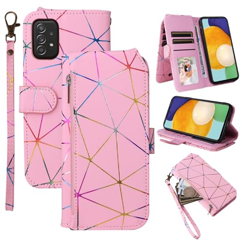 Furiet Schutzhülle für Samsung Galaxy A72 5G/4G, mit abnehmbarer Handschlaufe, 9 Kartenfächern, luxuriöses PU-Leder, Reißverschluss, Flip-Geldbörse, Kartenhalter, Ständer, geometrisches Muster, Furiet Schutzhülle für Samsung Galaxy A72 5G/4G, mit abnehmbarer Handschlaufe, 9 Kartenfächern, luxuriöses PU-Leder, Reißverschluss, Flip-Geldbörse, Kartenhalter, Ständer, geometrisches Muster, von Furiet