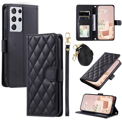 Furiet Schutzhülle für Samsung Galaxy S21 Ultra 5G mit Handschlaufe, Schultergurt, mehrere Kartenfächer, Folio-Geldbörse, PU-Leder, Standfunktion, Handyhülle für S21ultra 21S, S, 21, 21ultra G5, Damen Furiet Schutzhülle für Samsung Galaxy S21 Ultra 5G mit Handschlaufe, Schultergurt, mehrere Kartenfächer, Folio-Geldbörse, PU-Leder, Standfunktion, Handyhülle für S21ultra 21S, S, 21, 21ultra G5, Damen von Furiet