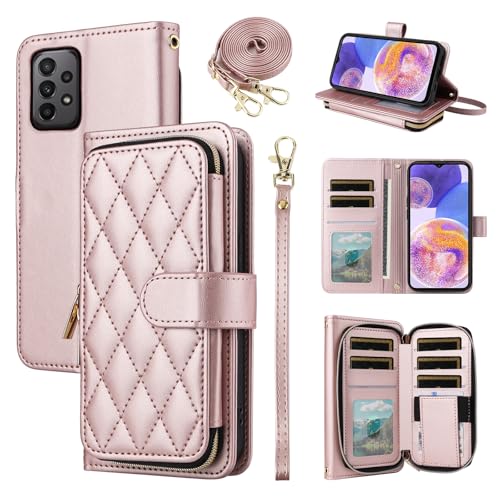 Furiet Wallet Case for Samsung Galaxy A13 4G/5G with Wrist Strap Shoulder Strap 9+ Card Slots Zipper Purse Luxury PU Leather Stand Cell Phone Cover for A04s M13 G5 A 13 LTE 13A 2022 Women Rose Gold Furiet Wallet Case for Samsung Galaxy A13 4G/5G with Wrist Strap Shoulder Strap 9+ Card Slots Zipper Purse Luxury PU Leather Stand Cell Phone Cover for A04s M13 G5 A 13 LTE 13A 2022 Women Rose Gold von Furiet