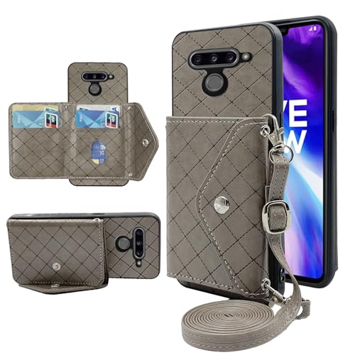 Kompatibel mit LG V40 ThinQ Wallet Cover mit Crossbody Schultergurt Ständer Leder Kreditkartenhalter Lanyard Slot Handyhülle für LGV40 Storm V 40 Thin Q V40ThinQ LG40 40V 40ThinQ Frauen Grau Kompatibel mit LG V40 ThinQ Wallet Cover mit Crossbody Schultergurt Ständer Leder Kreditkartenhalter Lanyard Slot Handyhülle für LGV40 Storm V 40 Thin Q V40ThinQ LG40 40V 40ThinQ Frauen Grau von Furiet