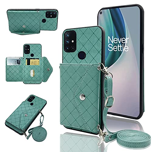 Kompatibel mit OnePlus Nord N10 5G Wallet Cover mit Crossbody Schultergurt und Ständer Leder Kreditkartenhalter Handyhülle für One Plus N 10 G5 1 Plus 10N 1plus One+ 1+ N105G Mädchen Grün Kompatibel mit OnePlus Nord N10 5G Wallet Cover mit Crossbody Schultergurt und Ständer Leder Kreditkartenhalter Handyhülle für One Plus N 10 G5 1 Plus 10N 1plus One+ 1+ N105G Mädchen Grün von Furiet